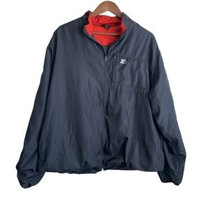 Starter Mens Windbreaker Jacket XL Gray Red Mesh Lined Y2K Lightweight Gorpcore‎